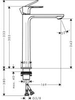 Hansgrohe Rebris S hidegindítású mosdócsaptelep 240, leeresztőszelep nélkül 72582000