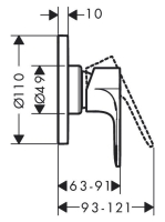 Hansgrohe Rebris E rejtett egykaros zuhanycsaptelep alaptest nélkül 72659670