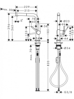 Hansgrohe Talis M54 konyhai csaptelep 270 kihúzható zuhanyfejjel, rozsdmentes acél hatású 72808800