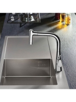 Hansgrohe Metris M71 króm konyhai csaptelep 220, kihúzható zuhanyfejjel 73800000