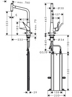 Hansgrohe Metris Select M71 króm konyhai csaptelep 320, kihúzható kifolyóval 73803000