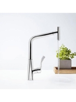 Hansgrohe Metris Select M71 króm konyhai csaptelep 320, kihúzható kifolyóval 73803000