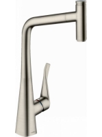Hansgrohe Metris Select M71 rozsdamentes acél hatású konyhai csaptelep 320, kihúzható kifolyóval 73803800