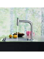 Hansgrohe Metris Select M71 2-lyukú króm konyhai csaptelep, kihúzható kifolyóval 73804000