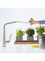 Hansgrohe Metris Select M71 rozsdamentes acél konyhai csaptelep, kihúzható kifolyóval 73816800