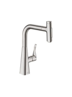 Hansgrohe Metris Select M71 rozsdamentes acél hatású konyhai csaptelep, kihúzható kifolyóval 73817800