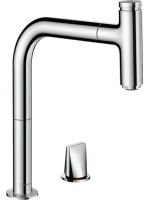 Hansgrohe Metris M71 2-lyukú konyhai csaptelep 200 EcoSmart, s-boxszal és kihúzható kifolyóval króm 73825000