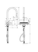 Hansgrohe Aquno Select M81 konyhai csaptelep 170, kihúzható kifolyóval, 3jet, matt fekete 73837670