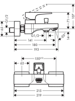 Hansgrohe Metropol falsíkon kívüli kádcsaptelep loop fogantyúval 74540000