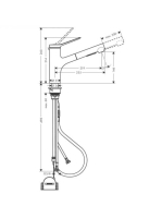 Hansgrohe Zesis M33 konyhai csaptelep 140, kihúzható fejjel és sBox light, króm 74803000