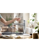 Hansgrohe Zesis M33 álló konyhai csaptelep, kihúzható kifolyóval 2 jet és sBox light, króm 74804000