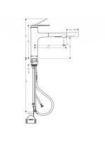 Hansgrohe Zesis M33 álló konyhai csaptelep, kihúzható kifolyóval 2 jet és sBox light, króm 74804000