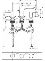 Hansgrohe Vivenis 3 lyukú mosdócsaptelep 90, automata lefolyógarnitúrával, matt fekete 75033670
