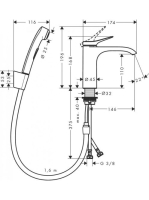 Hansgrohe Vivenis Egykaros mosdócsaptelep bidé kézizuhannyal és zuhanycsővel, króm 75210000