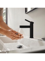 Hansgrohe Finoris egykaros hidegindítású mosdócsaptelep 110, push-open lefolyógarnitúrával, matt fekete 76024670