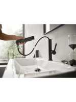 Hansgrohe Finoris mosdócsaptelep 230, kihúzható kifolyóval, lefolyógarnitúrával matt fekete 76063670