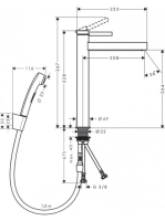 Hansgrohe Finoris mosdó csaptelep 260 lefolyógarnitúrával, bidé kézizuhannyal, matt fekete 76220670