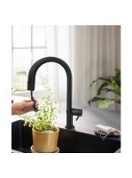 Hansgrohe Aqittura M91 Vízszűrős konyhai csaptelep 210, kihúzható zuhanyfejjel és indítókészlettel, matt fekete 76801670