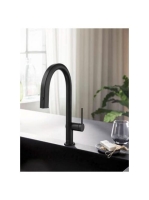 Hansgrohe Aqittura M91 Vízszűrős konyhai csaptelep 210, kihúzható zuhanyfejjel és indítókészlettel, matt fekete 76801670