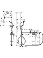 Hansgrohe Aqittura M91 Vízszűrős konyhai csaptelep 210, kihúzható zuhanyfejjel és indítókészlettel, matt fekete 76801670