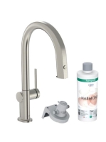Hansgrohe Aqittura M91 Vízszűrős konyhai csaptelep 210, kihúzható zuhanyfejjel és indítókészlettel, rozsdamentes acél hatású 76801800