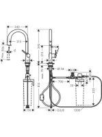 Hansgrohe Aqittura M91 Vízszűrős konyhai csaptelep 210, kihúzható zuhanyfejjel, matt fekete 76803670