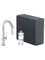 Hansgrohe Aqittura M91 Vízszűrős konyhai csaptelep és szódakészítő rendszer 210, sBox-al és kihúzható zuhanyfejjel, króm 76836000