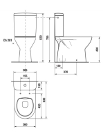 Jika Lyra Plus Kombi WC, öblítőperem nélkül, alsó kifolyással, oldalsó bekötésű tartállyal H8273870002801