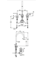 Kludi Nova Fonte Puristic háromlyukú mosdócsaptelep lefolyógarnitúrával ECO króm 201430515