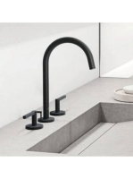 Kludi Nova Fonte Puristic ECO háromlyukú mosdócsaptelep lefolyógarnitúrával, matt fekete 201433915