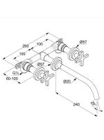 Kludi Nova Fonte Classic komplett falra szerelhető mosdócsaptelep 240 mm kinyúlással króm 201460520