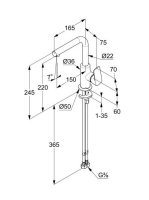 Kludi Pure&Style oldalkaros mosdócsaptelep leeresztőszelep nélkül, króm 400240575