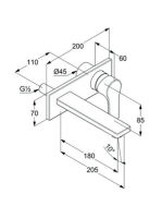 Kludi Zenta SL falra szerelhető mosdócsaptelep 180 mm-es kifolyóval, króm 482470565