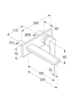 Kludi Zenta SL falra szerelhető mosdócsaptelep 180 mm-es kifolyóval, matt fekete 482473965