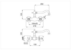 Bugnatese REVIVAL 452 - Fali mosogatócsaptelep leeresztő nélkül