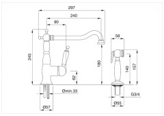Bugnatese OXFORD 6384 - Álló mosogatócsaptelep kihúzható zuhanyfejes szettel