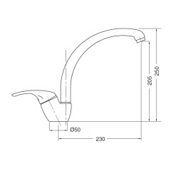Bugnatese XARA 6599F - Álló mosogatócsaptelep hajlított szárral