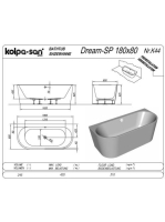 Kolpa San Dream-SP akril fürdőkád le- és túlfolyóval 180x80 cm, fehér 570390