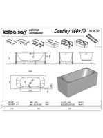 Kolpa San Destiny beépíthető fürdőkád le-és túlfolyóval 160x70 cm, fehér 571010