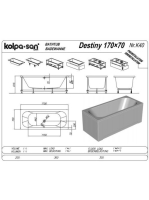 Kolpa San Destiny beépíthető fürdőkád le-és túlfolyóval 170x70 cm, fehér 571020
