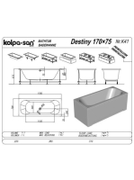 Kolpa San Destiny beépíthető fürdőkád le-és túlfolyóval 170x75 cm, fehér 571030