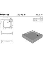 Kolpa San Trin beépíthető akril zuhanytálca 80x80 cm, fehér 754800