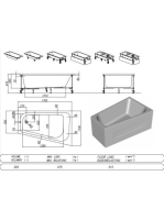 Kolpa San Beatrice balos beépíthető fürdőkád test le-és túlfolyóval 170x110 cm, aszimmetrikus, fehér 771040