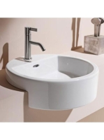 Laufen Living City félig beépíthető kerámia mosdó 46x46 cm egy csaplyukkal és túlfolyóval, fehér H8134310001041