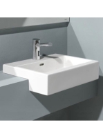 Laufen Living City félig beépíthető kerámia mosdó 55x46 cm egy csaplyukkal és túlfolyóval, fehér H8134320001041