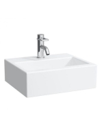 Laufen Living City kerámia kézmosó csiszolt alsó felülettel 45x38 cm egy csaplyukkal, túlfolyó nélkül, fehér H8154330001111