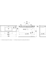 Laufen Living Square kerámia mosdó 130x48 cm egy csaplyukkal és túlfolyóval, fehér H8164350001041