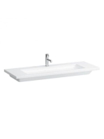 Laufen Living Square kerámia mosdó 130x48 cm kettő csaplyukkal, túlfolyó nélkül, LCC bevonattal, fehér H8164364001151