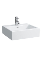 Laufen Living City kerámia mosdó csiszolt alsó felülettel 50x46 cm három csaplyukkal és túlfolyóval, fehér H8174320001081