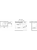 Laufen Living Square kerámia mosdó 75x48 cm csaplyuk nélkül, túlfolyóval, balos, fehér H8174390001091